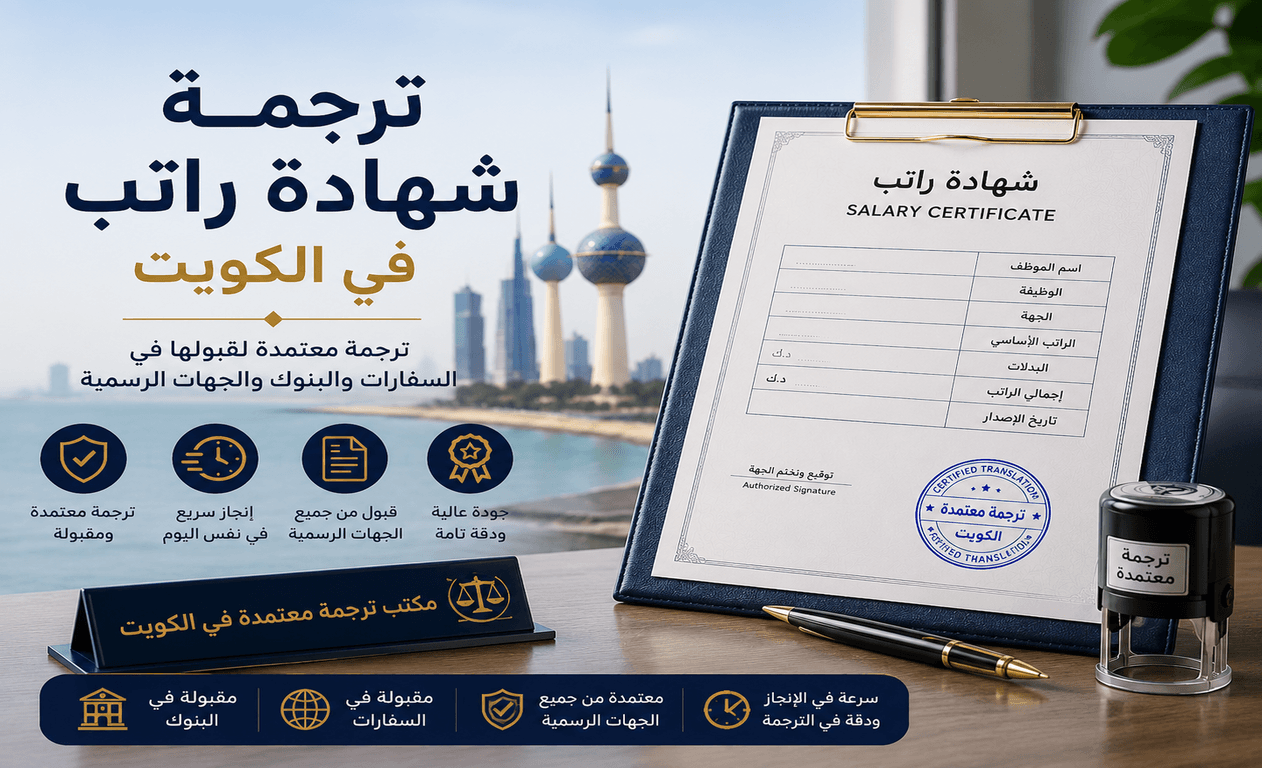 نموذج ترجمة شهادة راتب معتمدة من السفارات والجهات الرسمية في الكويت